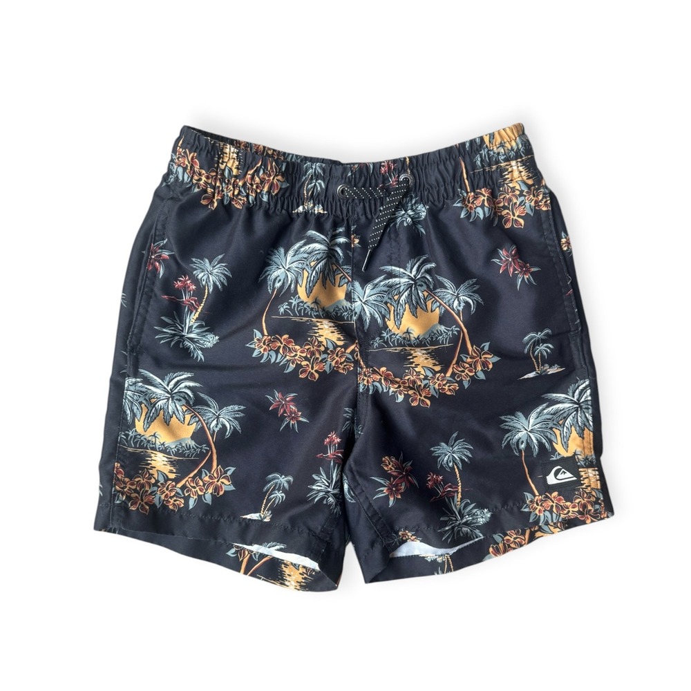 Quiksilver Boys Tropical Palm Tree Island Print Swim Trunks Size S (8)